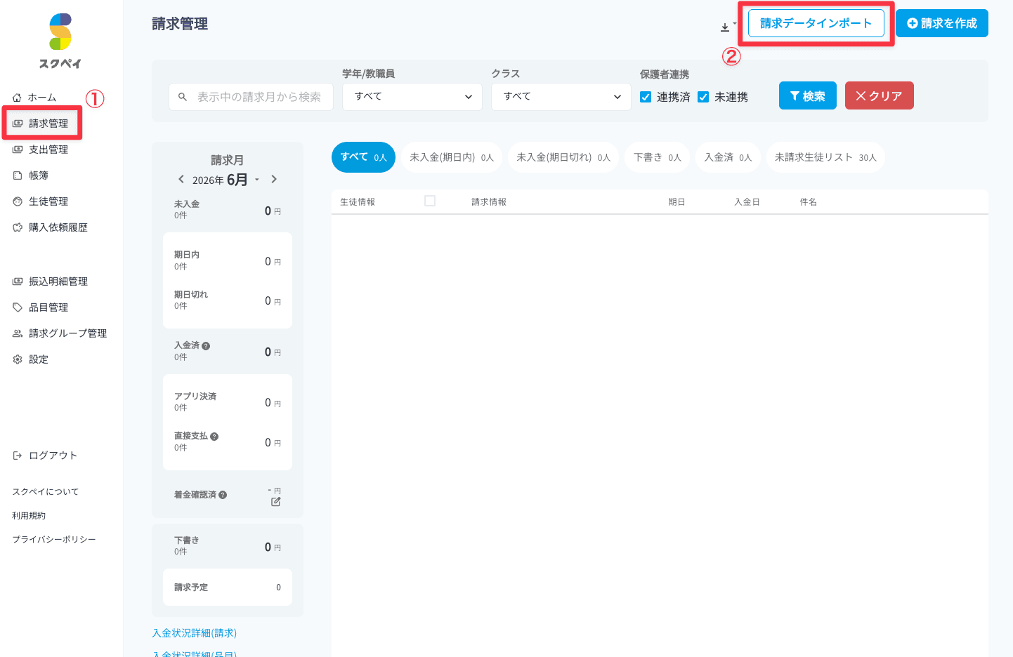 請求管理画面