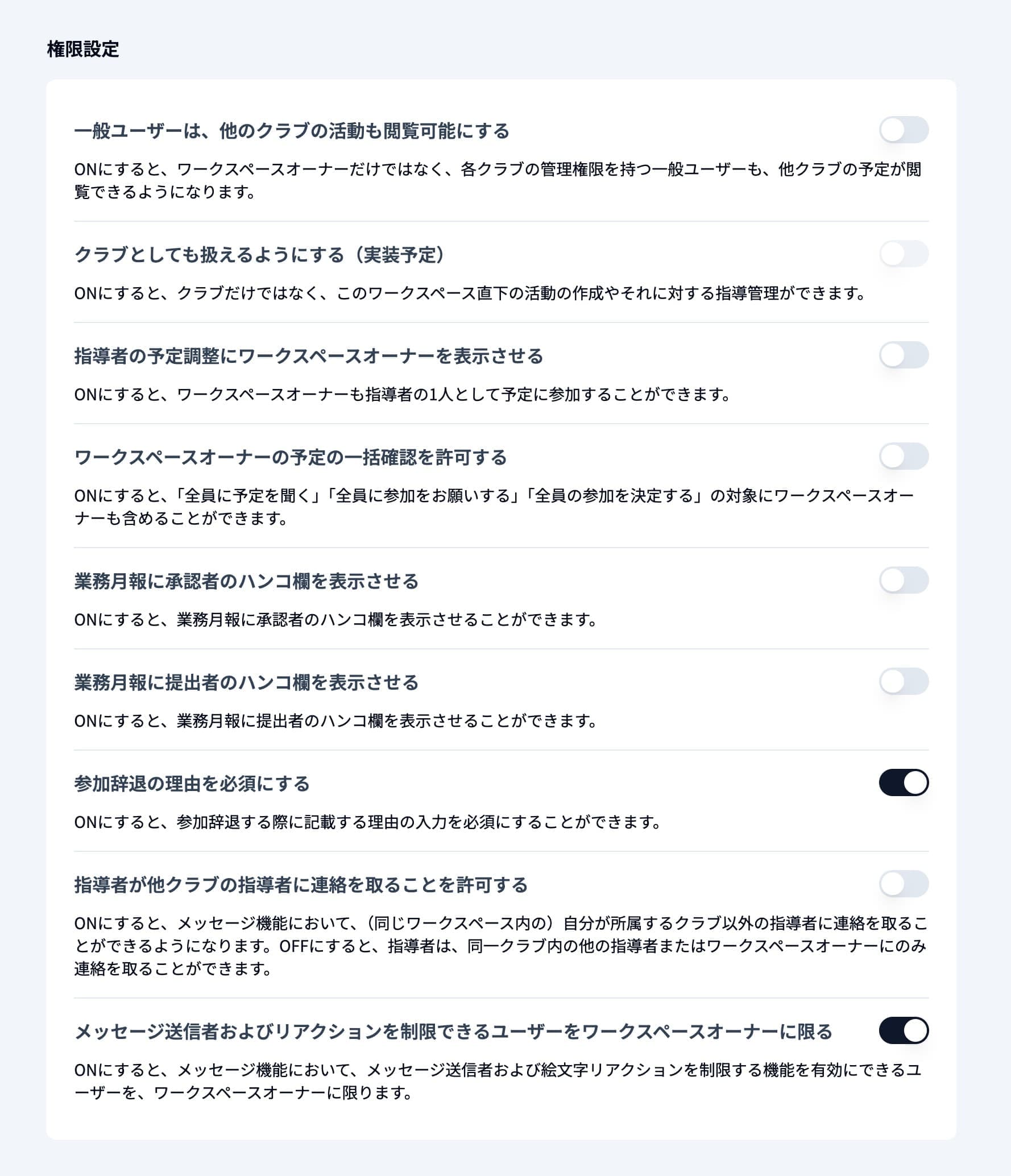 ワークスペース権限設定